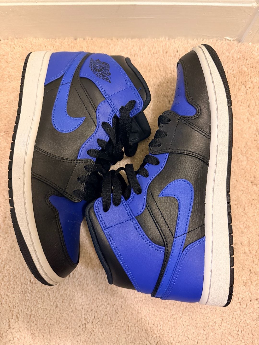 Nike Air Jordan 1 Mid Hyper Royal Black Blue Sneakers 5
