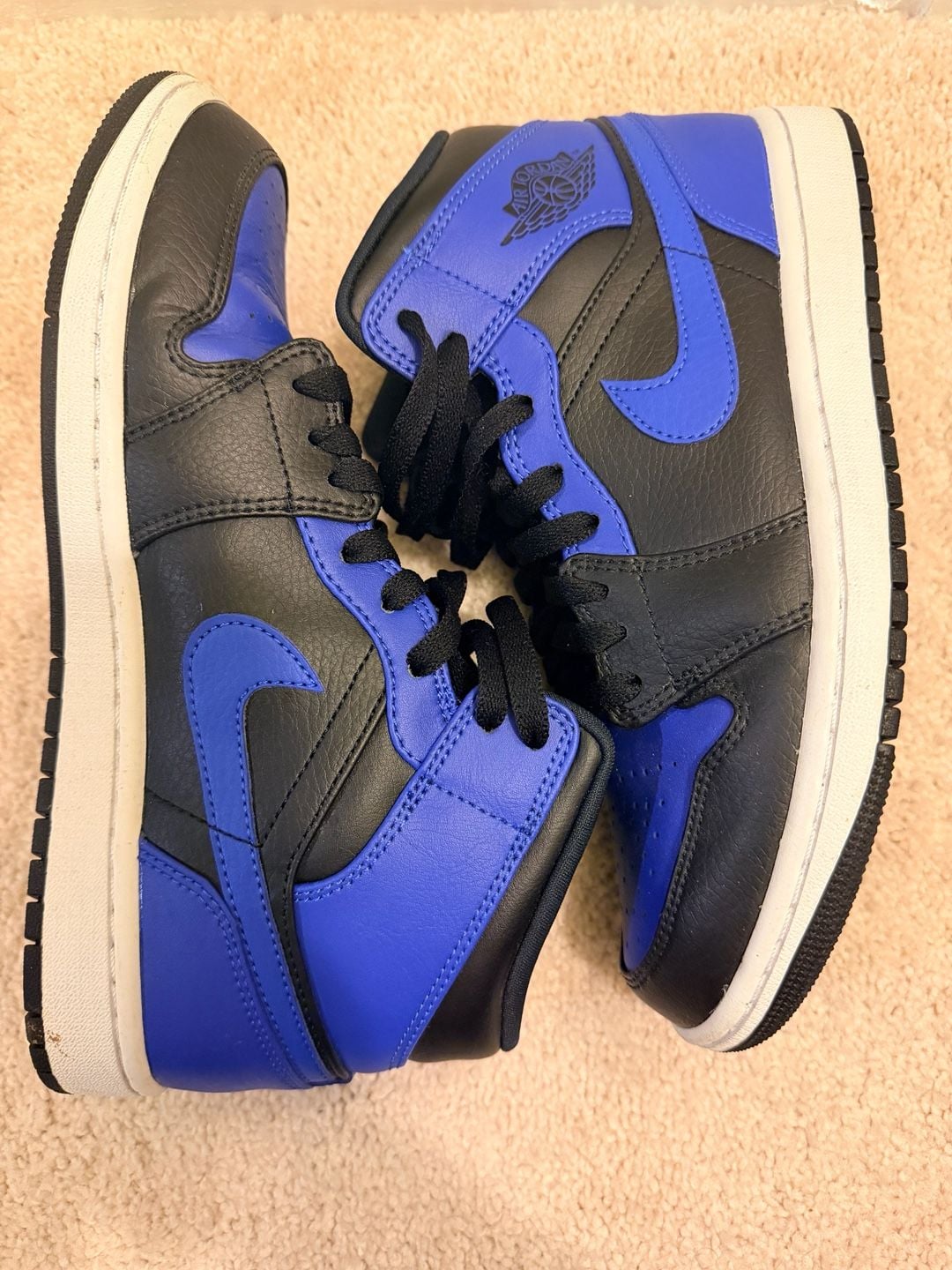 Nike Air Jordan 1 Mid Hyper Royal Black Blue Sneakers 6
