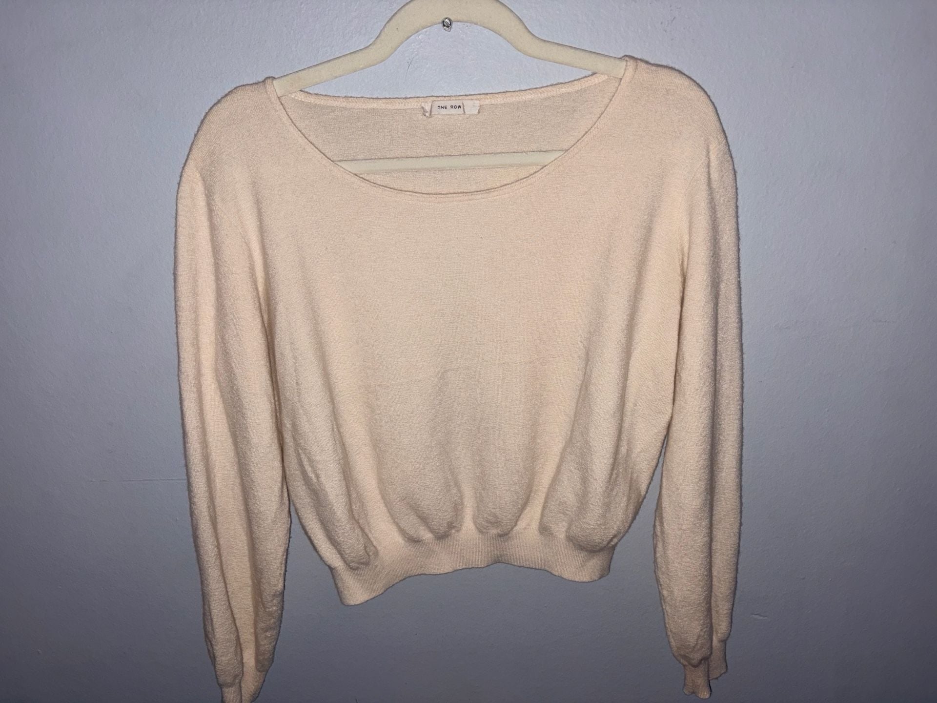 The Row 100% Cashmere Scoop Neck Sweater Size M Ecru 2