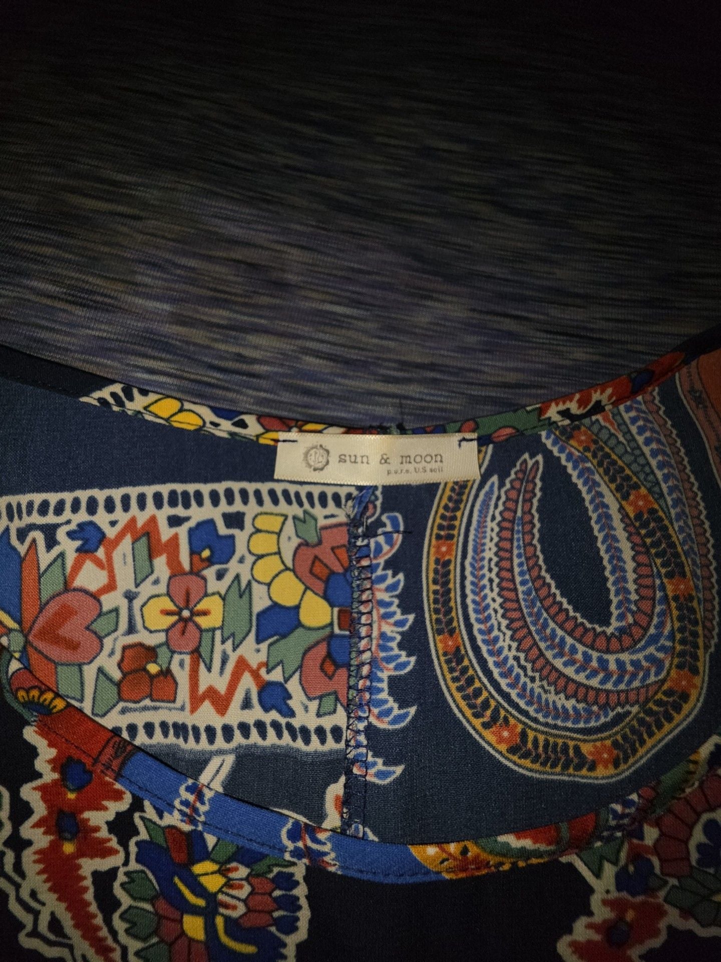 Sun & Moon Paisley Dress Cold Shoulder Blue Multi 3