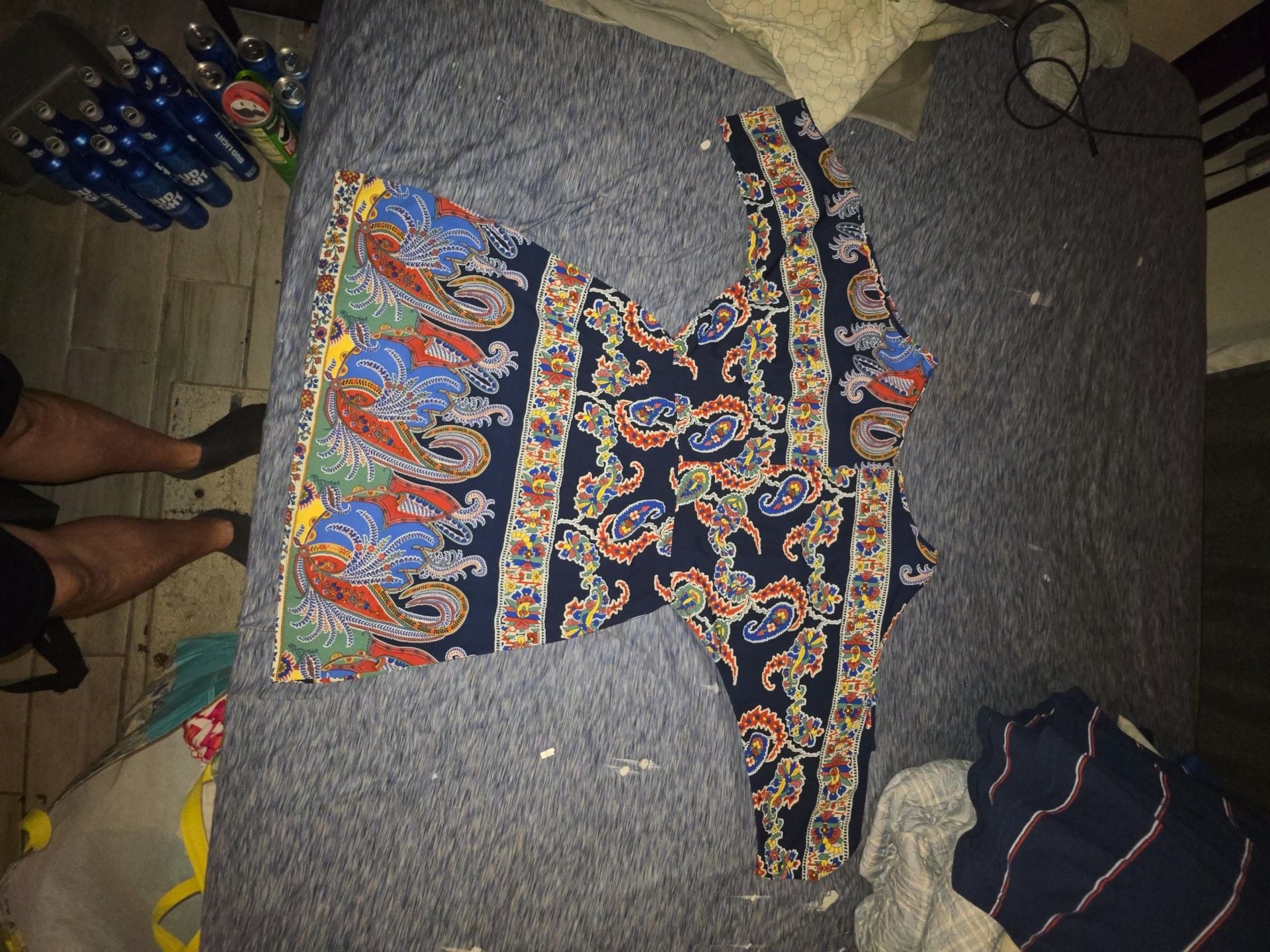 Sun & Moon Paisley Dress Cold Shoulder Blue Multi 5