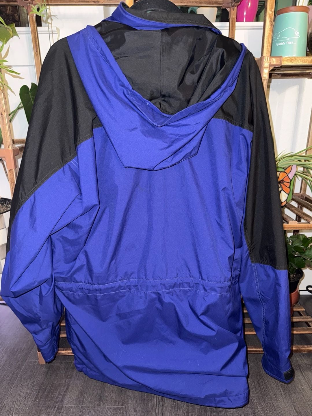 The North Face Men’s Medium Blue Black Hooded Jacket Vintage Outdoor Shell 3