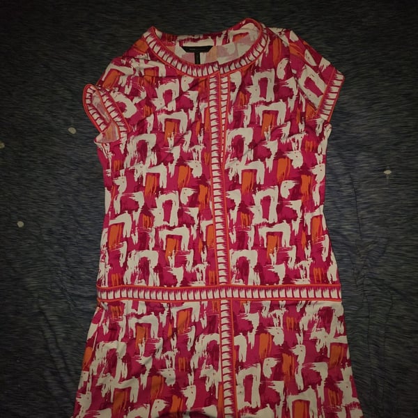 BCBGMaxAzria Short Sleeve Dress Size L Pink Print