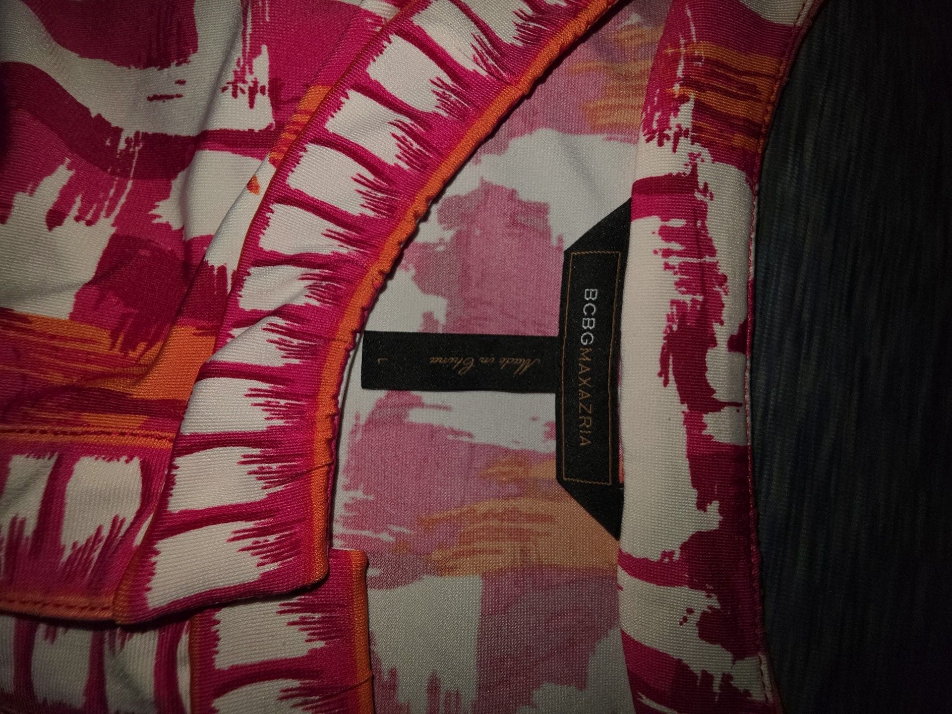 BCBGMaxAzria Short Sleeve Dress Size L Pink Print 3