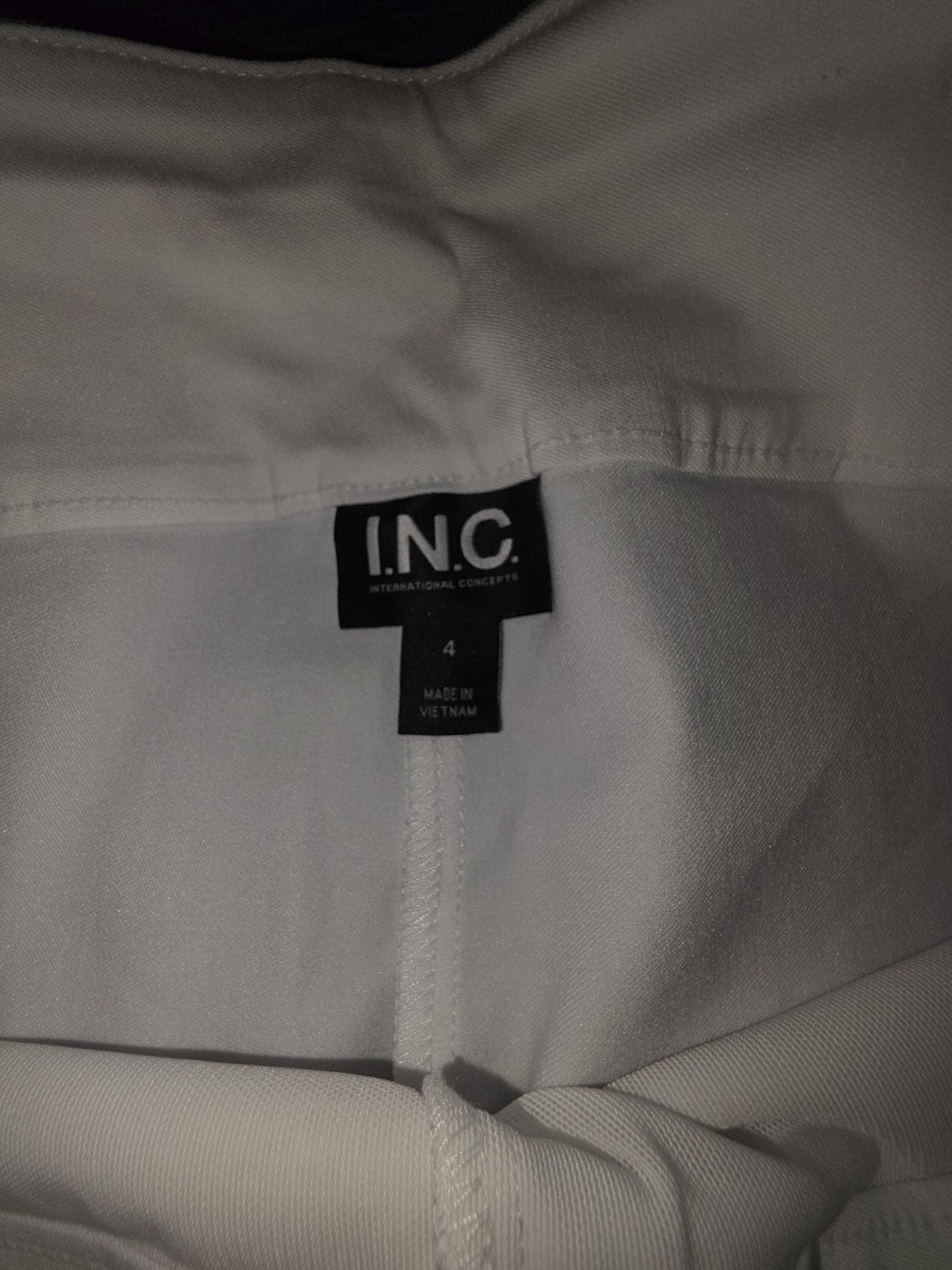 INC International Concepts Skinny Pants Size 4 White Pull-On 3
