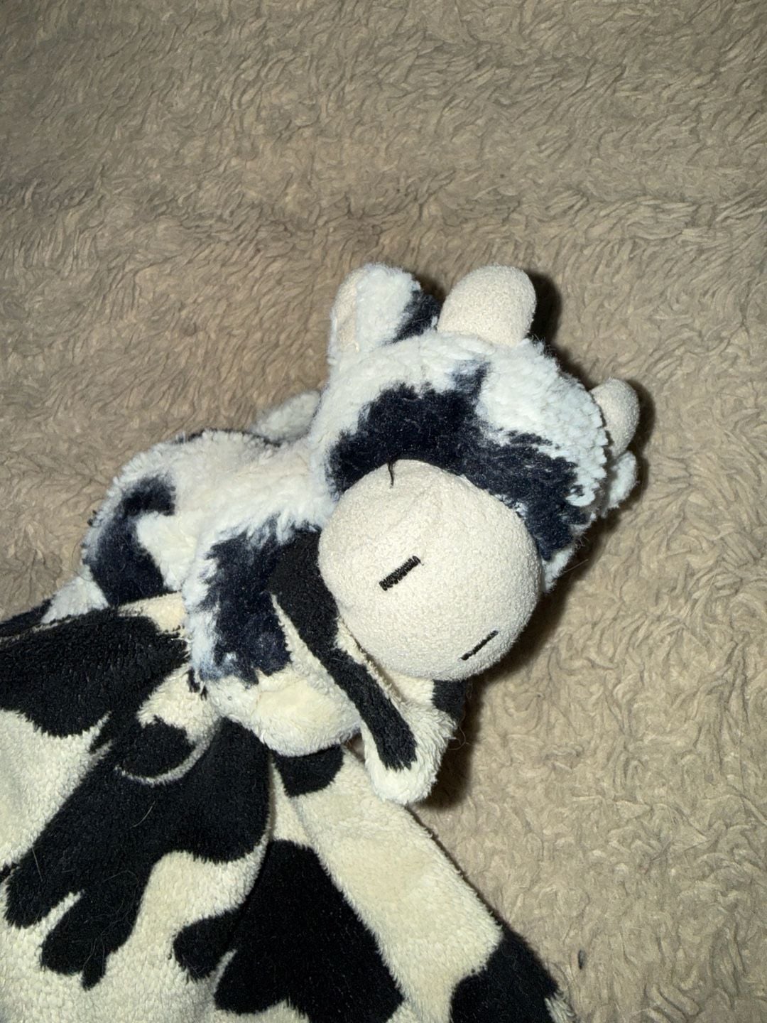 Retired Little Jellycat Cow Lovey Security Blanket Black White Vintage Soother 2