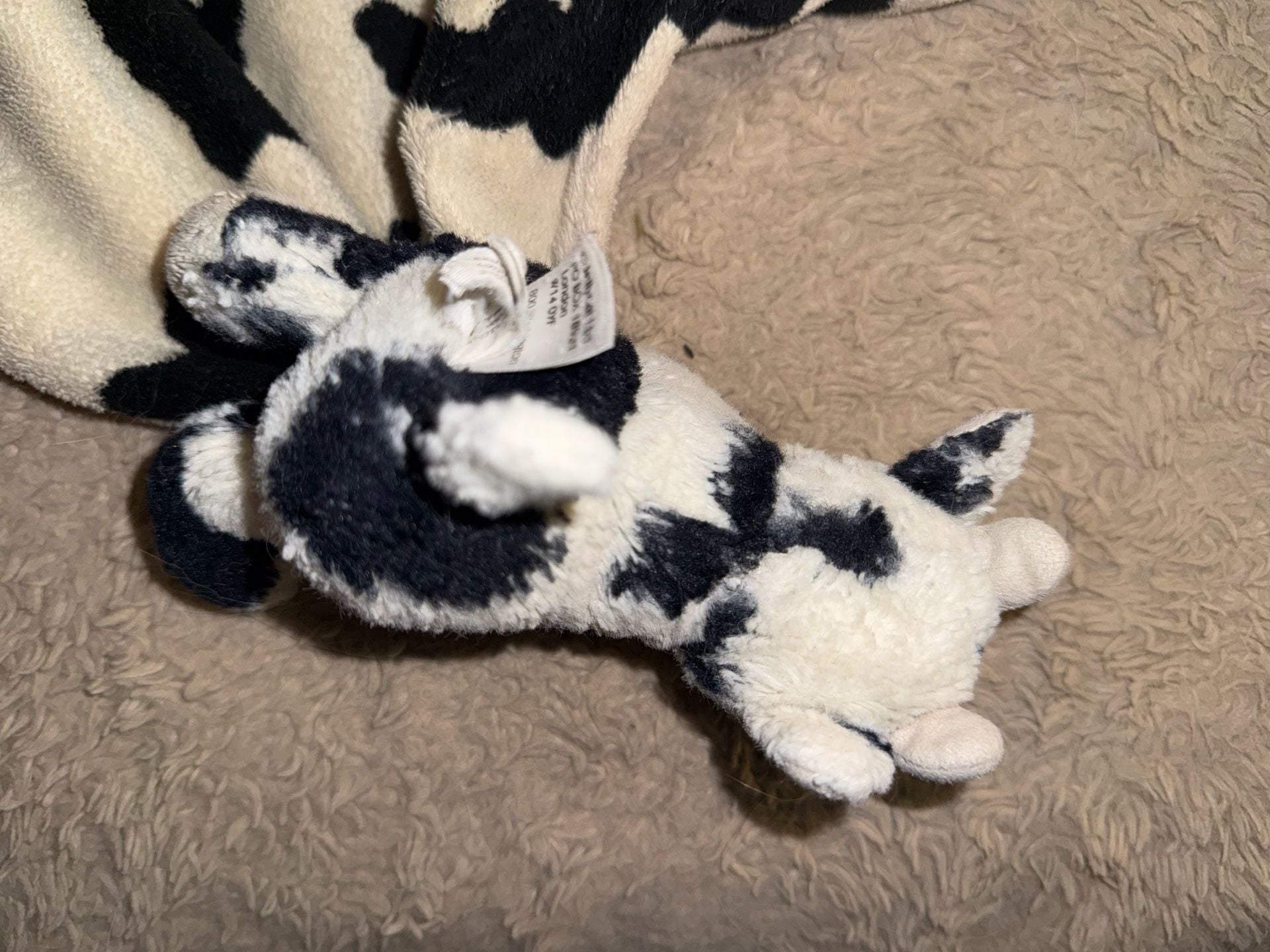 Retired Little Jellycat Cow Lovey Security Blanket Black White Vintage Soother 3