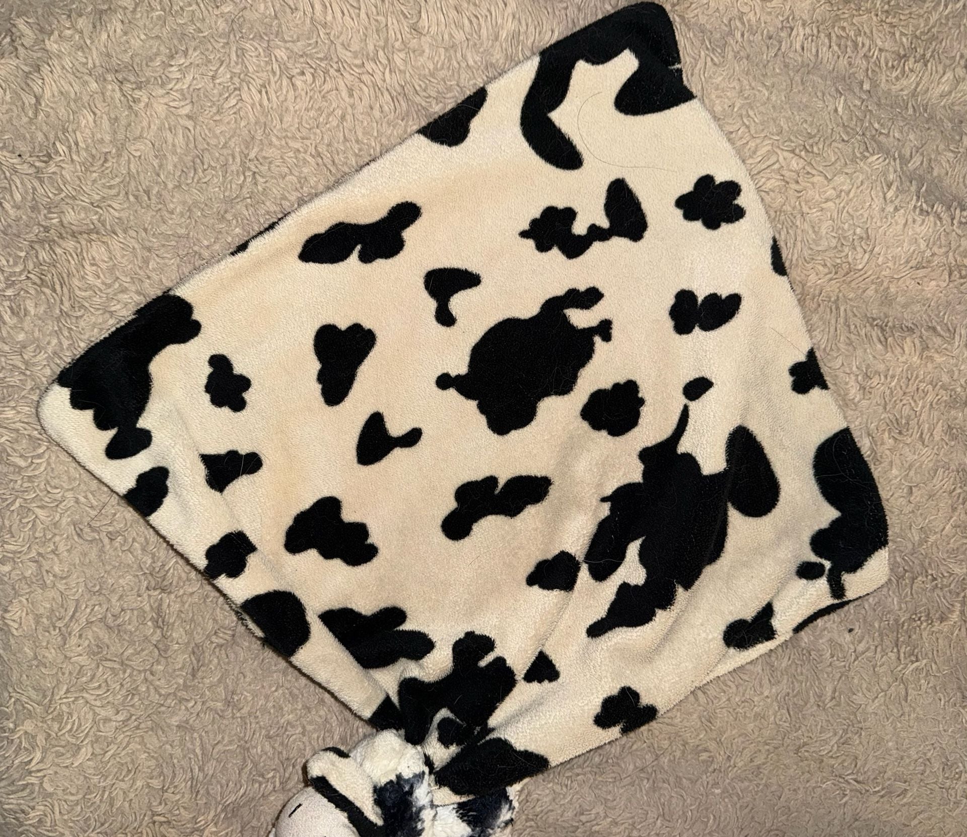 Retired Little Jellycat Cow Lovey Security Blanket Black White Vintage Soother 5