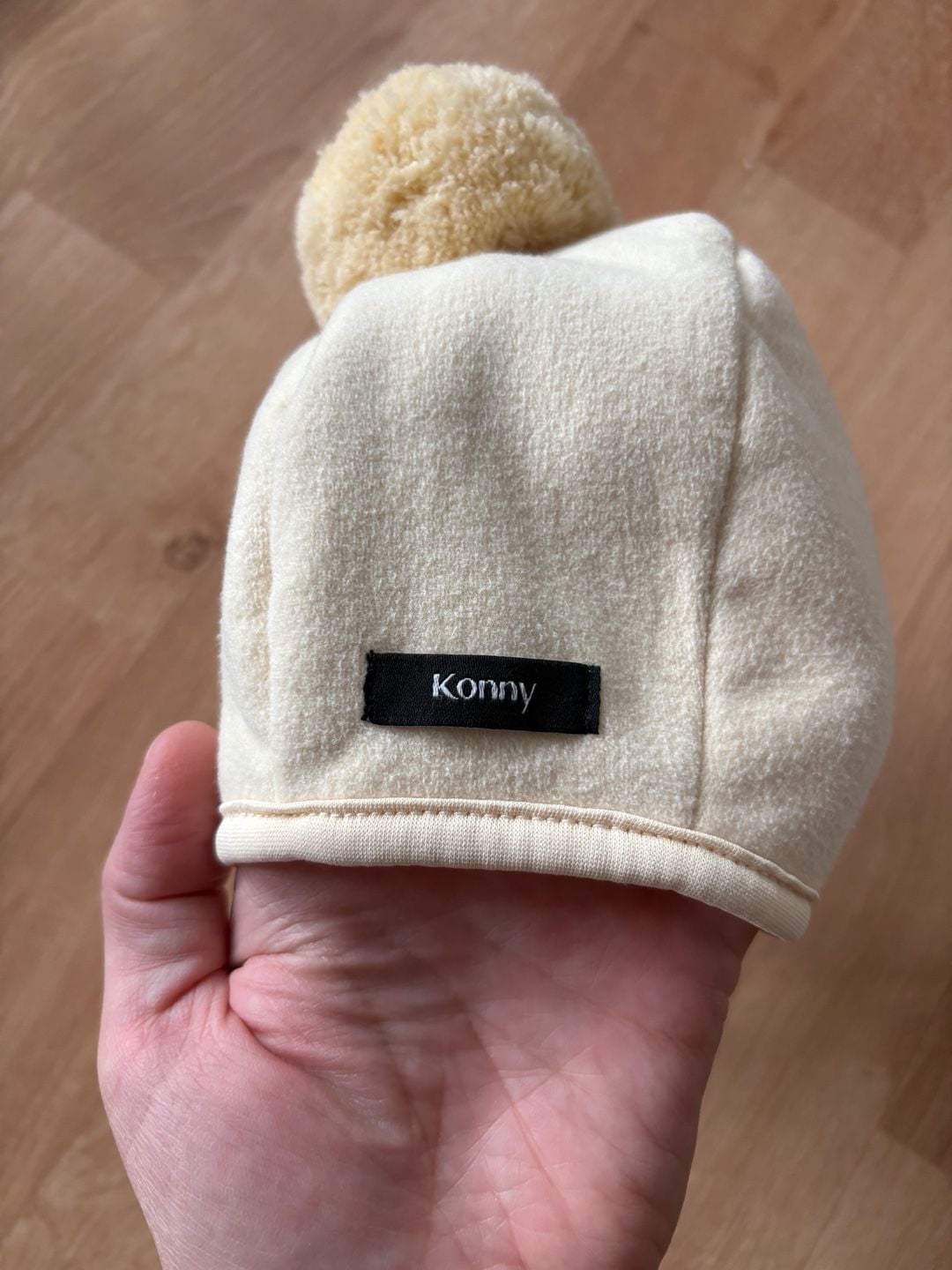 Konny Winter Bonnet Size 12M Butter Yellow Fleece Pom Pom Hat 3
