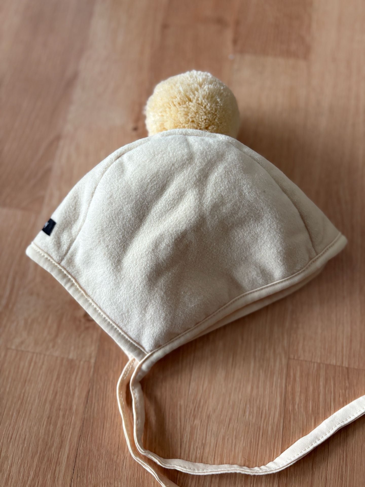 Konny Winter Bonnet Size 12M Butter Yellow Fleece Pom Pom Hat 4