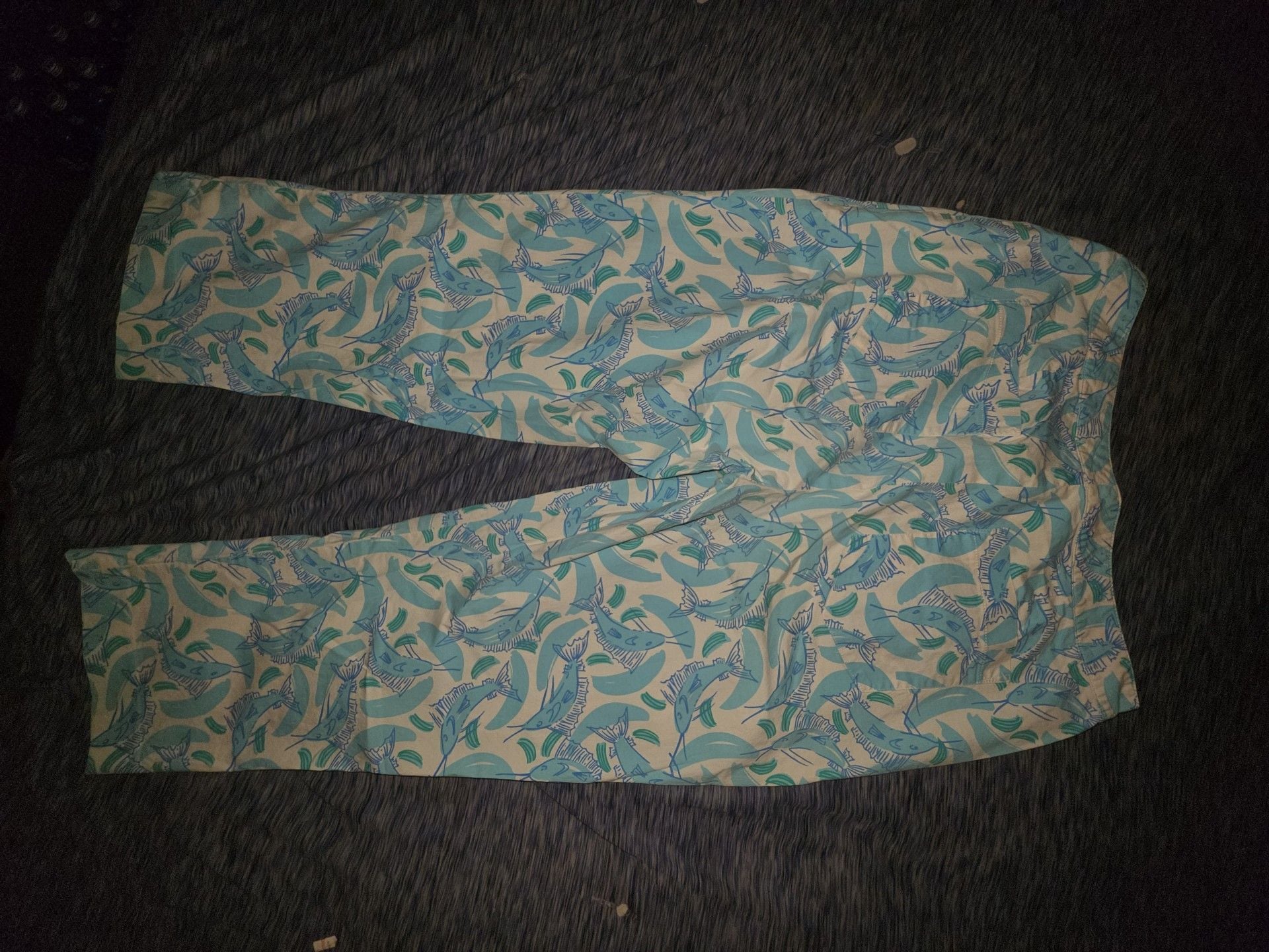 Lilly Pulitzer Fish Print Pants Size 8 Blue Green Casual 2