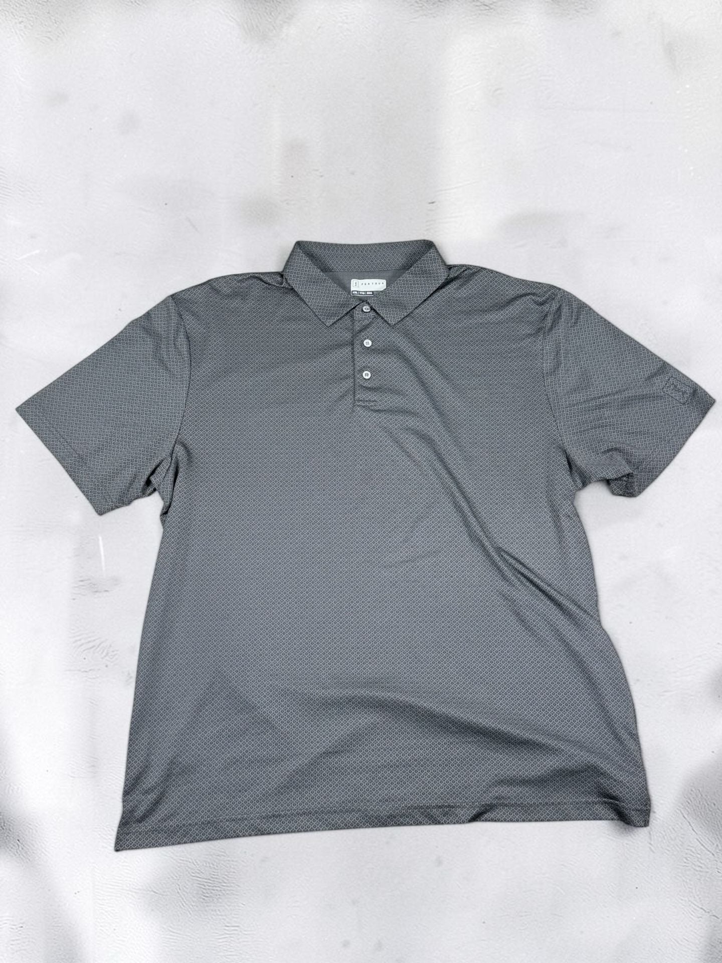 PGA Tour Men's Gray Geometric Pattern Golf Polo Shirt Size XXL 2