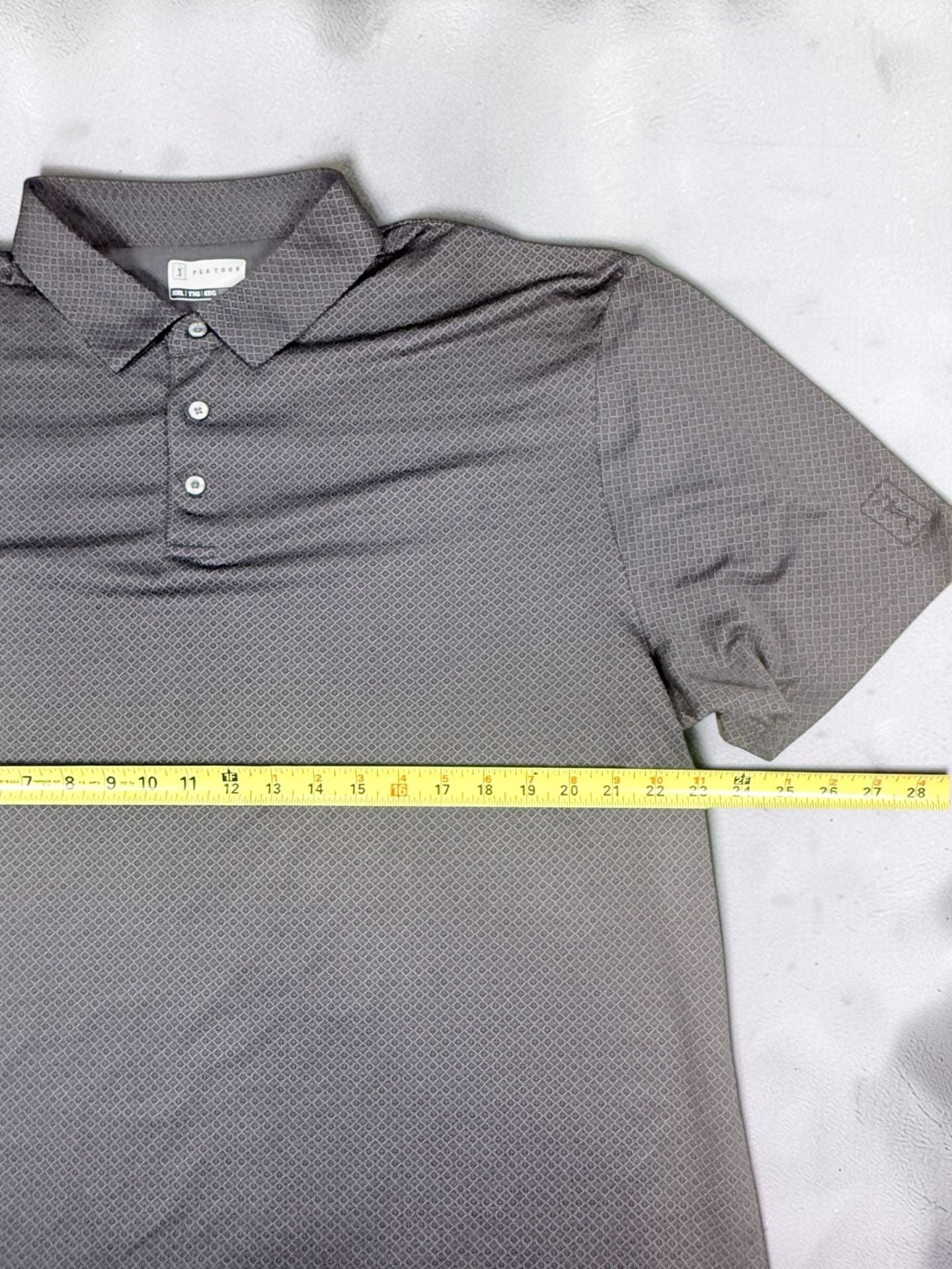 PGA Tour Men's Gray Geometric Pattern Golf Polo Shirt Size XXL 7