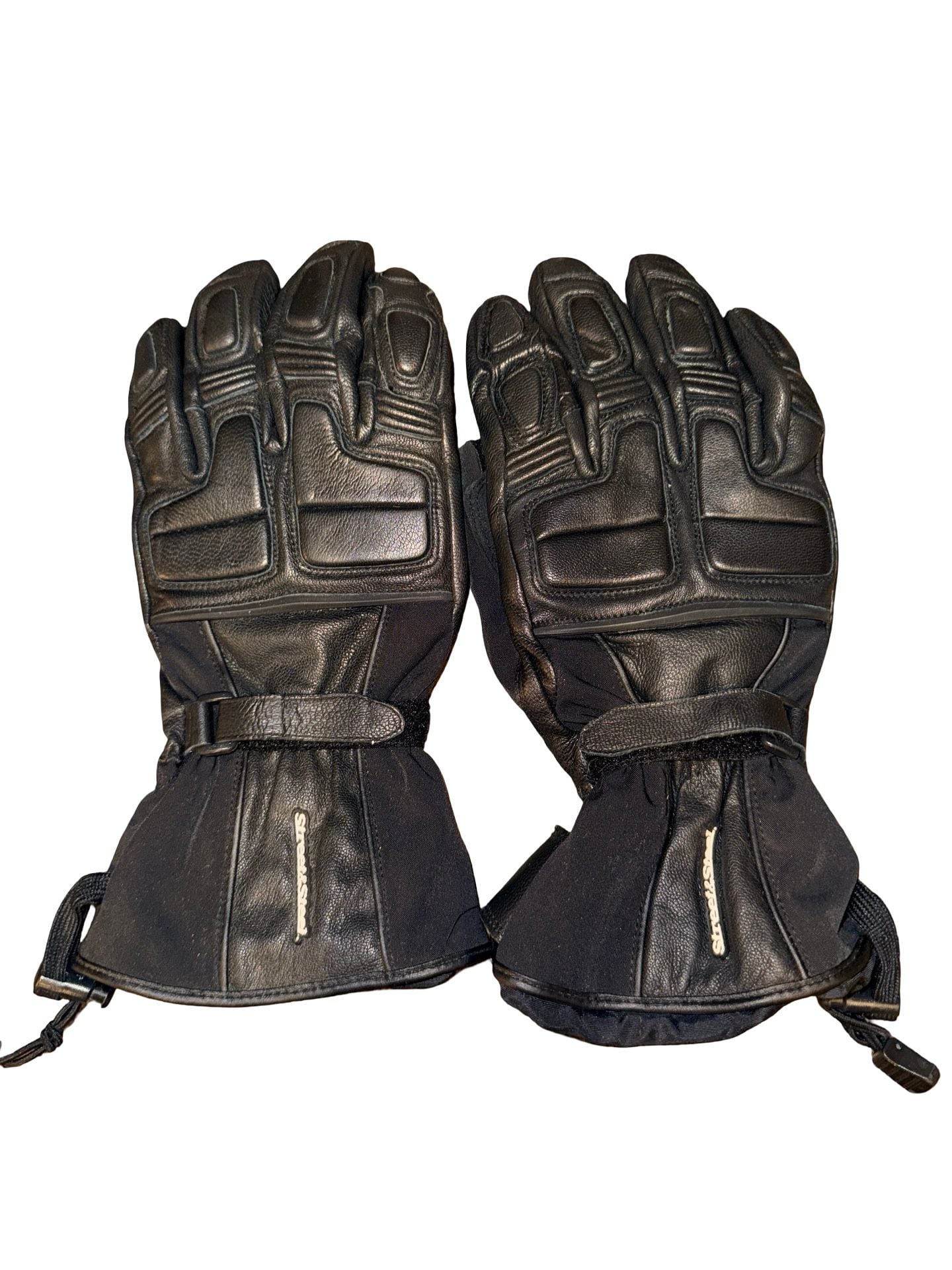 Street & Steel Motorcycle Gloves Black Leather Gel Palm 1