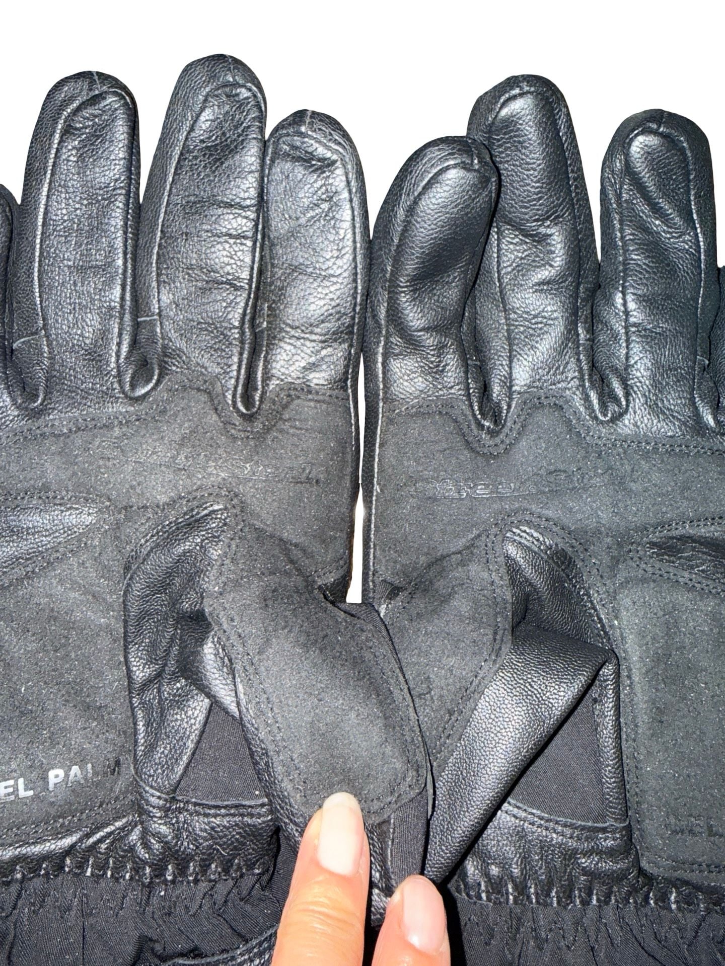 Street & Steel Motorcycle Gloves Black Leather Gel Palm 4