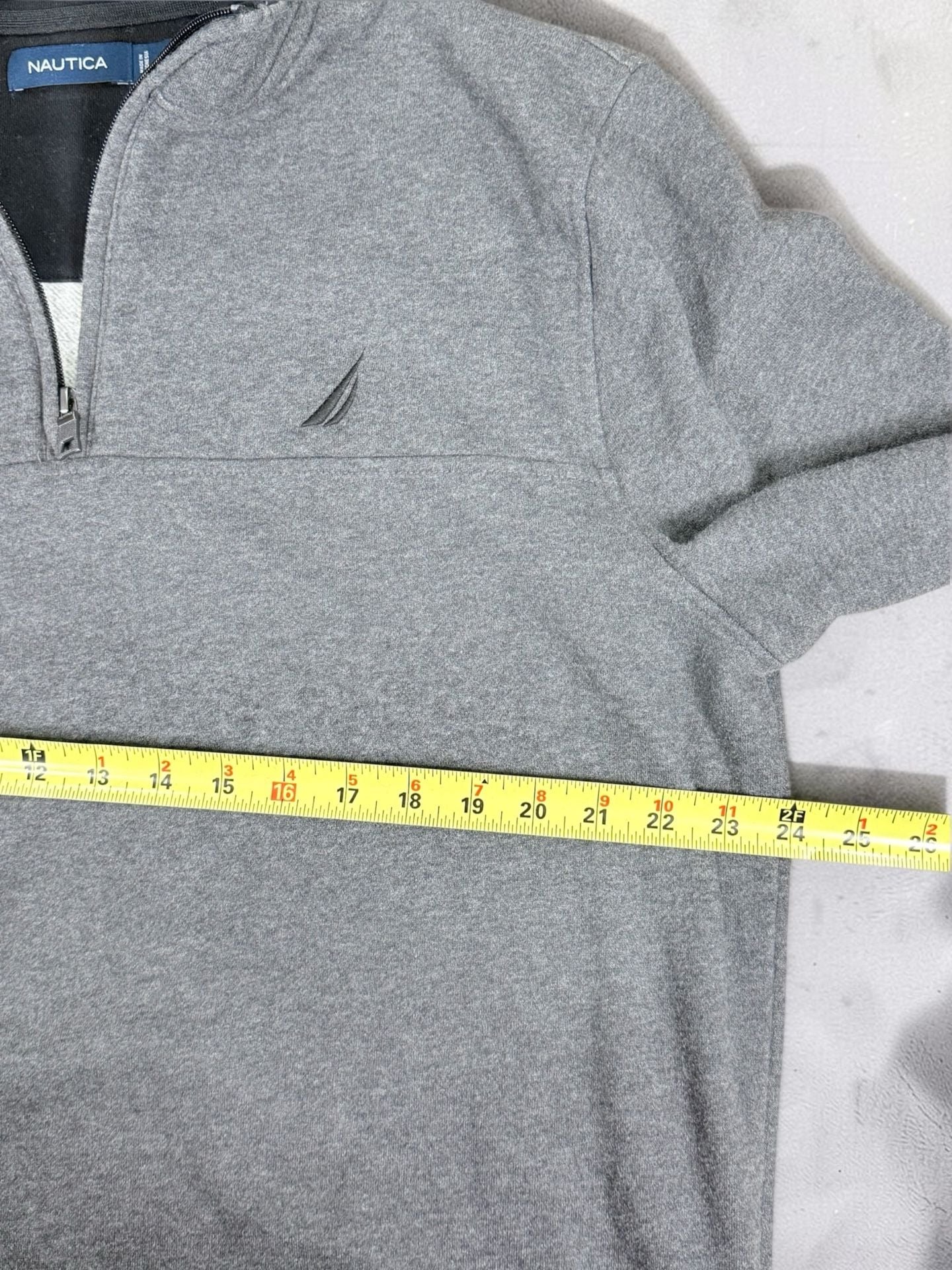 Nautica Quarter Zip Sweatshirt Size L Gray Cotton Blend Pullover 5