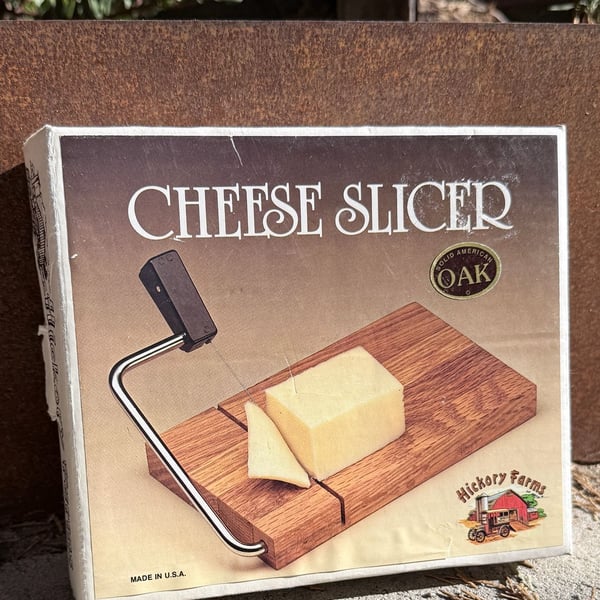 Hickory Farms Solid American Oak Cheese Slicer Model 106P with Box