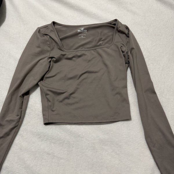 Hollister Long Sleeve Square Neck Crop Top Size S Brown