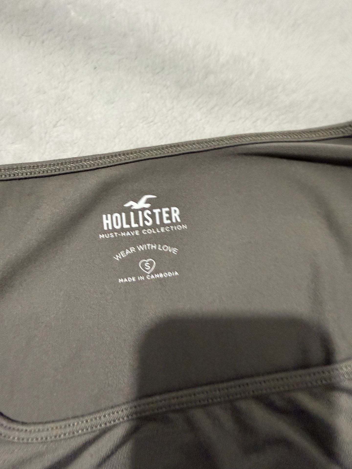 Hollister Long Sleeve Square Neck Crop Top Size S Brown 3