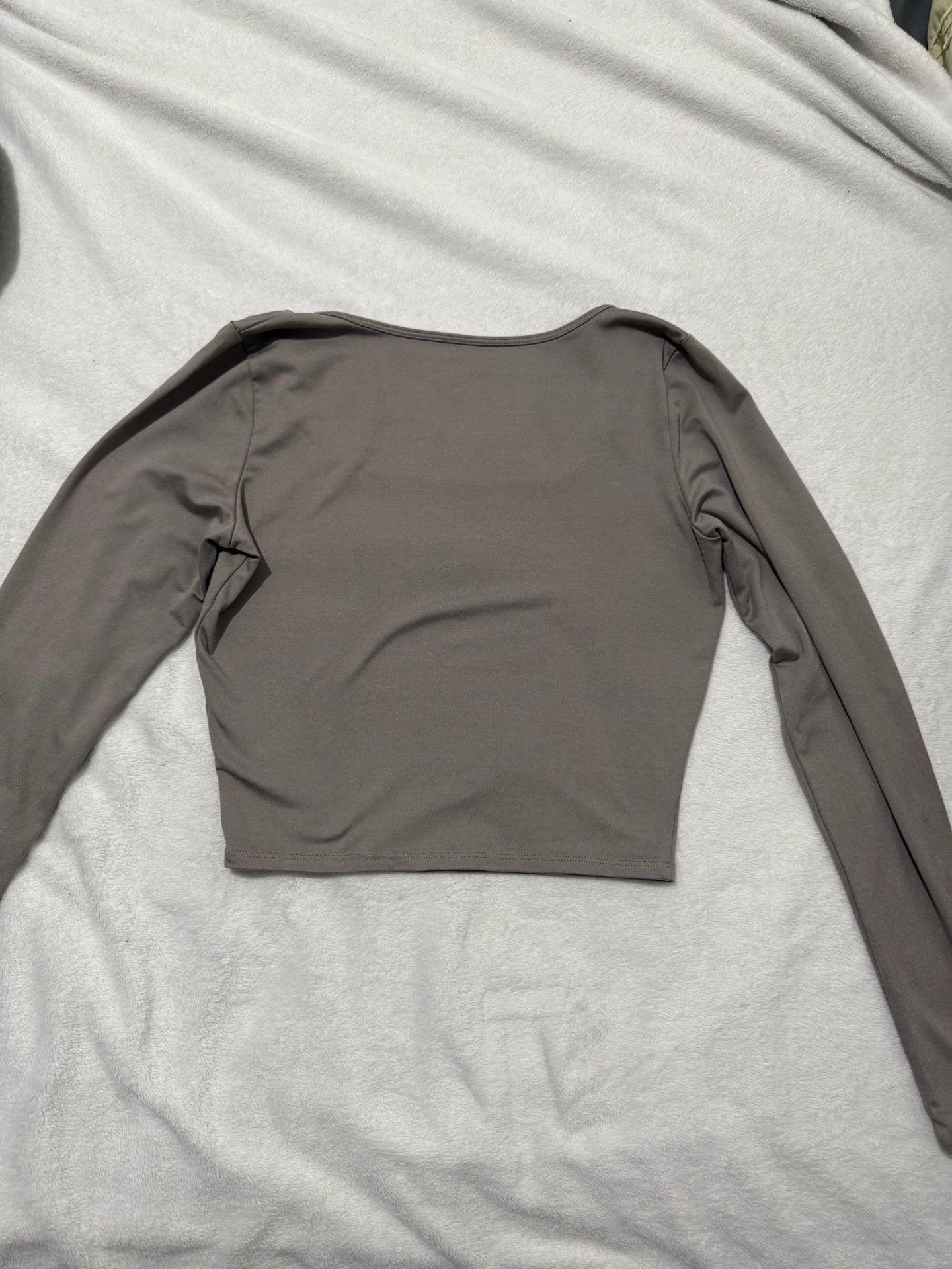 Hollister Long Sleeve Square Neck Crop Top Size S Brown 4