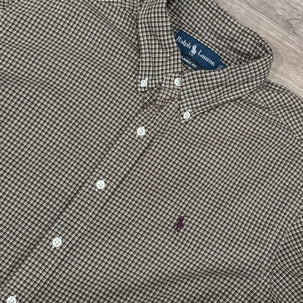 Ralph Lauren Classic Fit Gingham Shirt Size XL Brown Plaid Long Sleeve