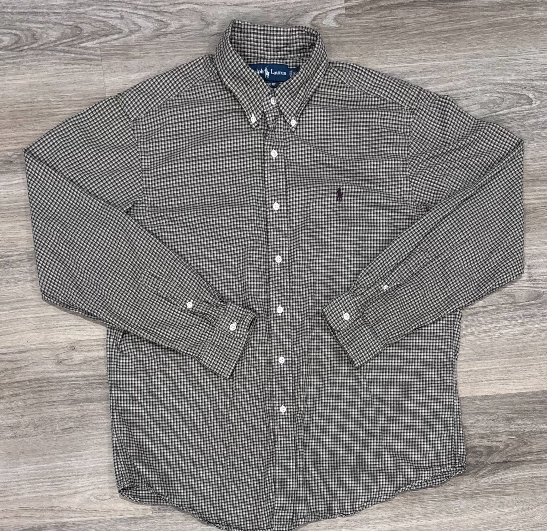 Ralph Lauren Classic Fit Gingham Shirt Size XL Brown Plaid Long Sleeve 3
