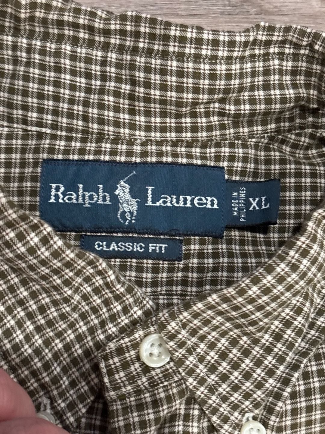 Ralph Lauren Classic Fit Gingham Shirt Size XL Brown Plaid Long Sleeve 6