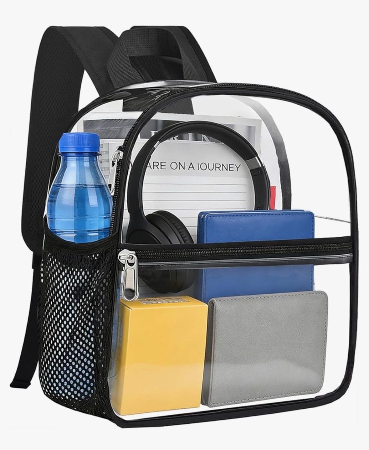 Clear Stadium Backpack Transparent Bag Black PVC Travel Concert 2