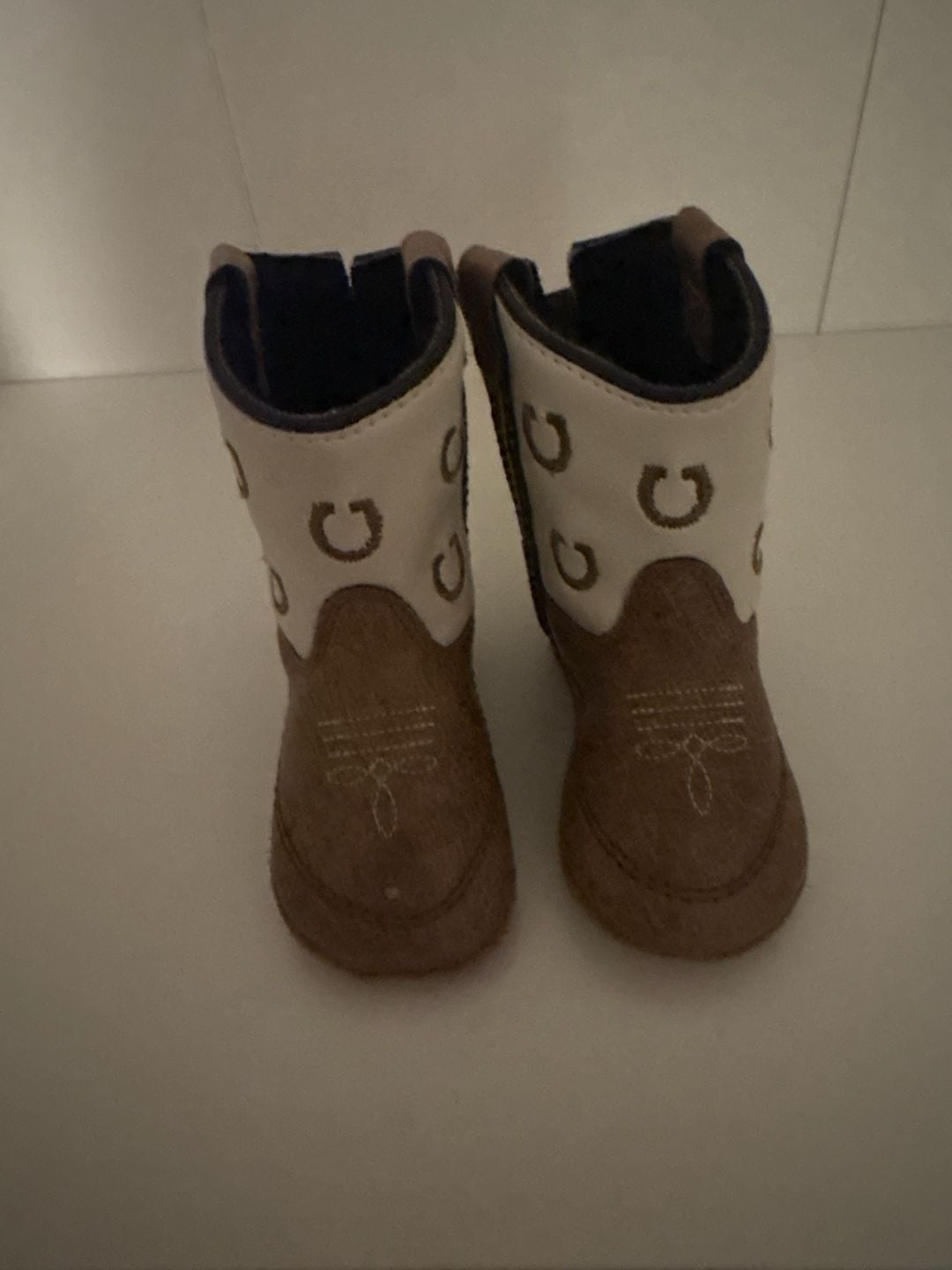 Boot Barn Infant Western Boots Size 2.0 Brown Cream Horseshoe 2