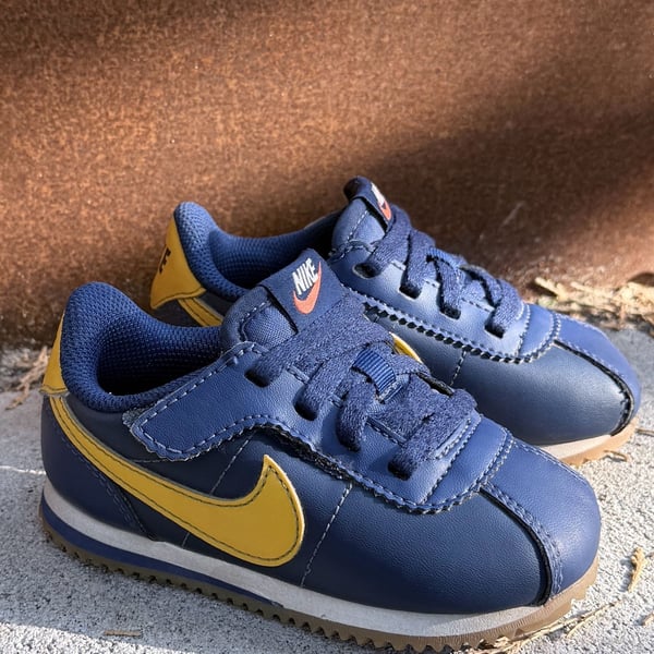 Nike Cortez EasyOn Size 7C Midnight Navy University Gold Toddler Shoes
