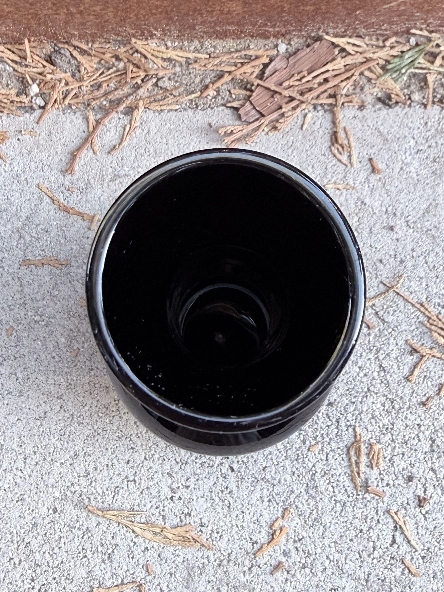 Vintage Black Amethyst Art Glass Bud Vase Hand Painted Floral 8 Inch 3