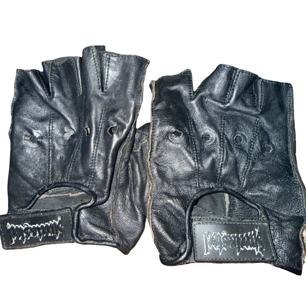 Street & Steel Fingerless Leather Gloves Size XXL Black Cowhide
