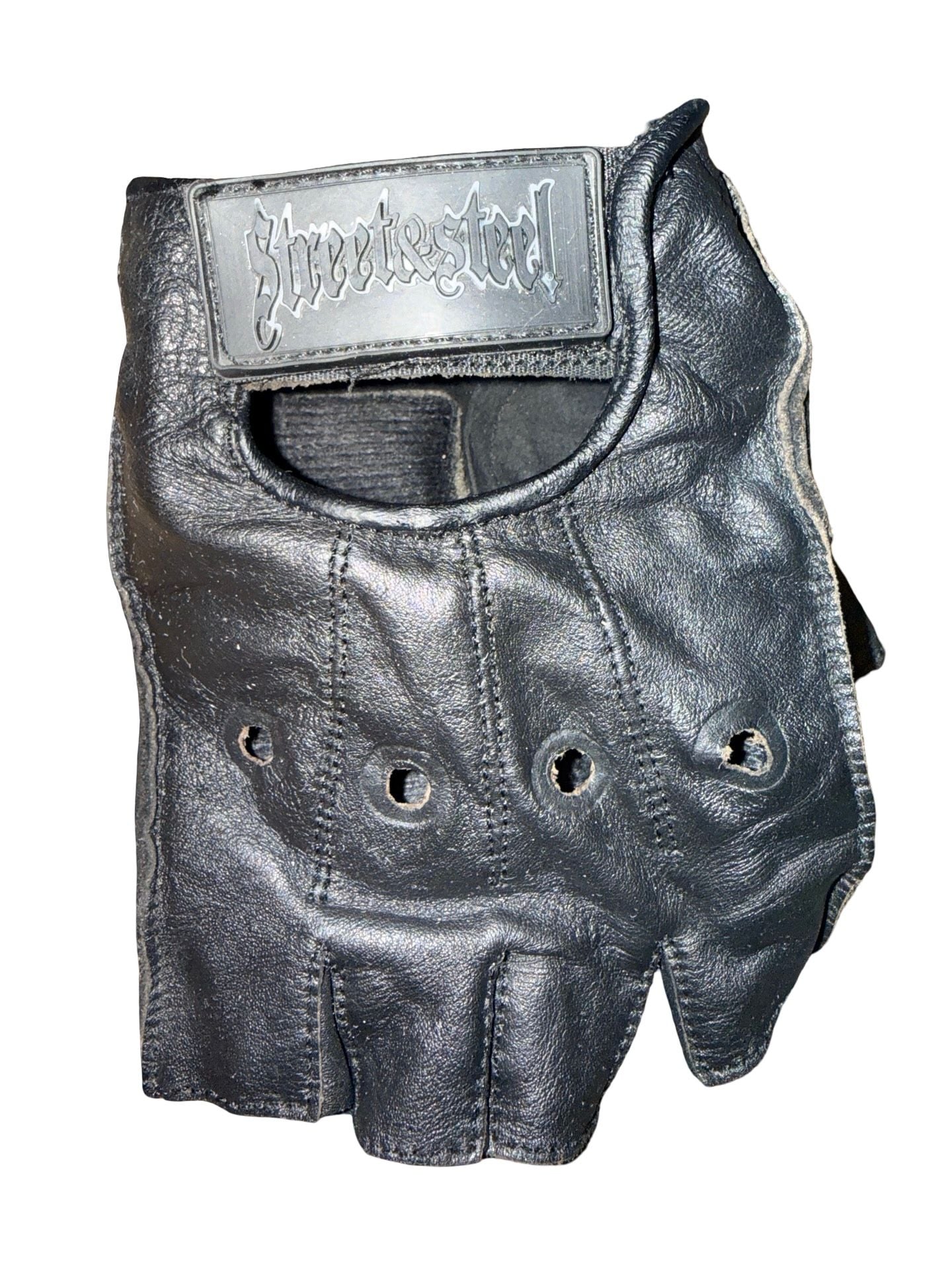 Street & Steel Fingerless Leather Gloves Size XXL Black Cowhide 3