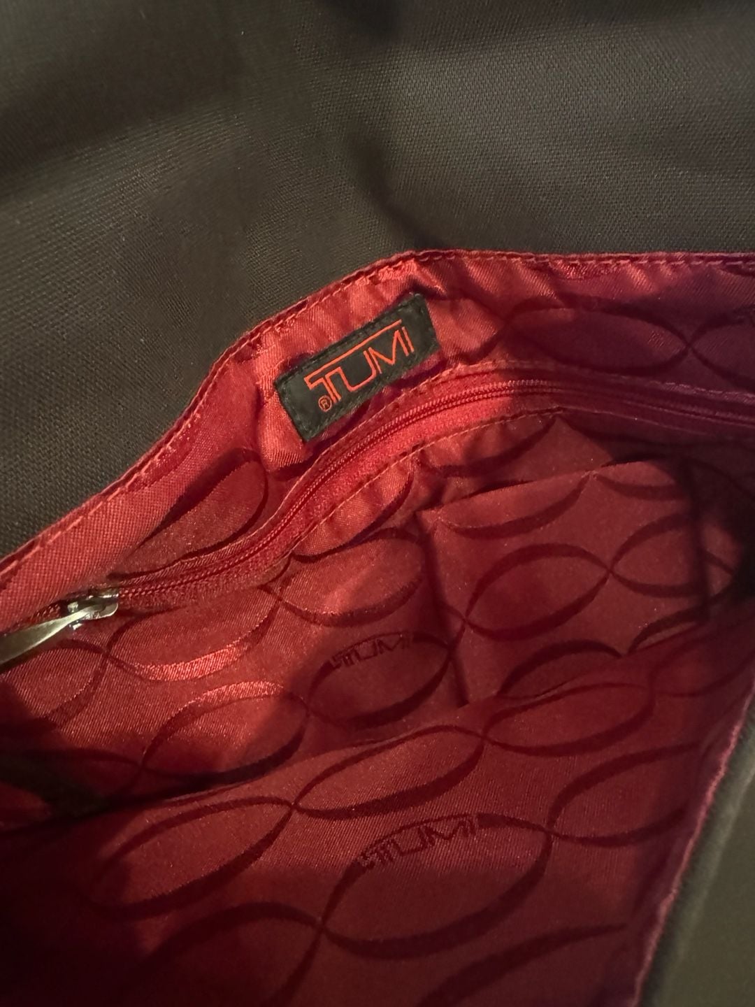 Tumi Brown Nylon Crossbody Shoulder Bag Crocodile Embossed Leather 5