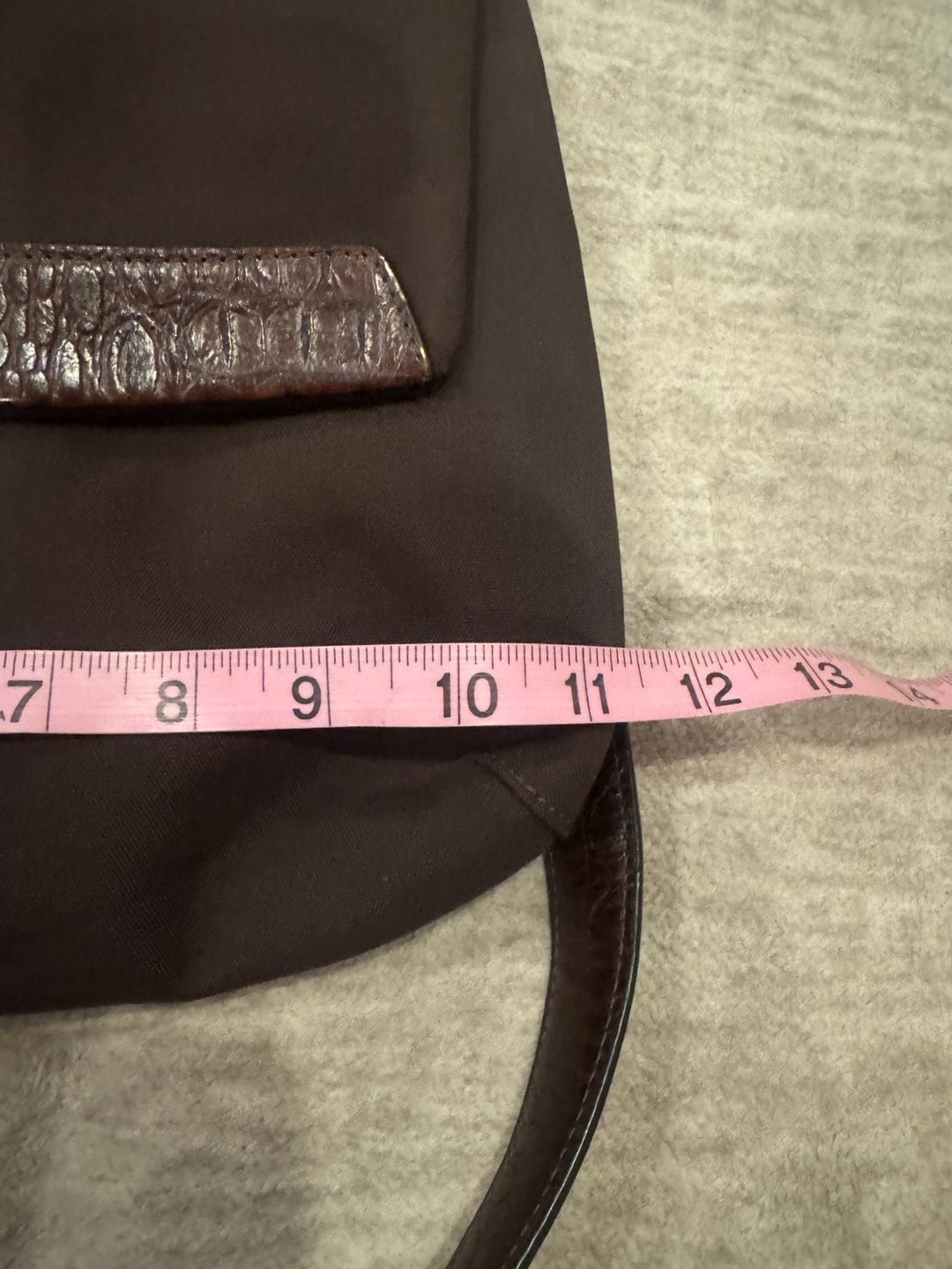 Tumi Brown Nylon Crossbody Shoulder Bag Crocodile Embossed Leather 8