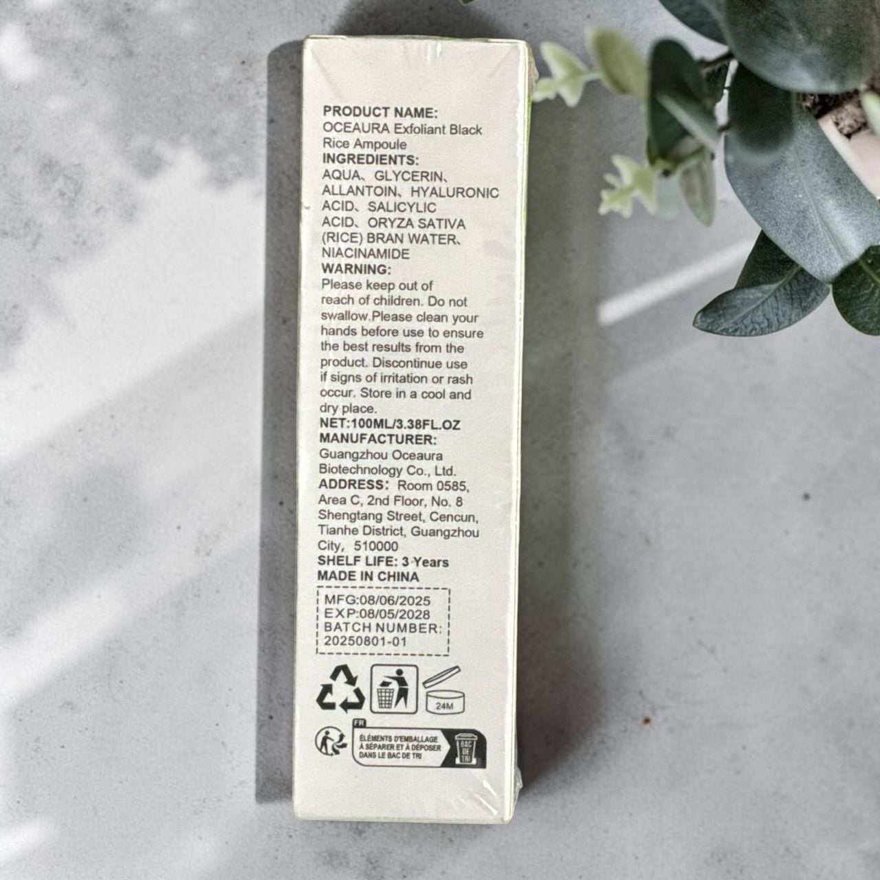 OceAura Exfoliant Black Rice Ampoule 3.38 Fl Oz New 3