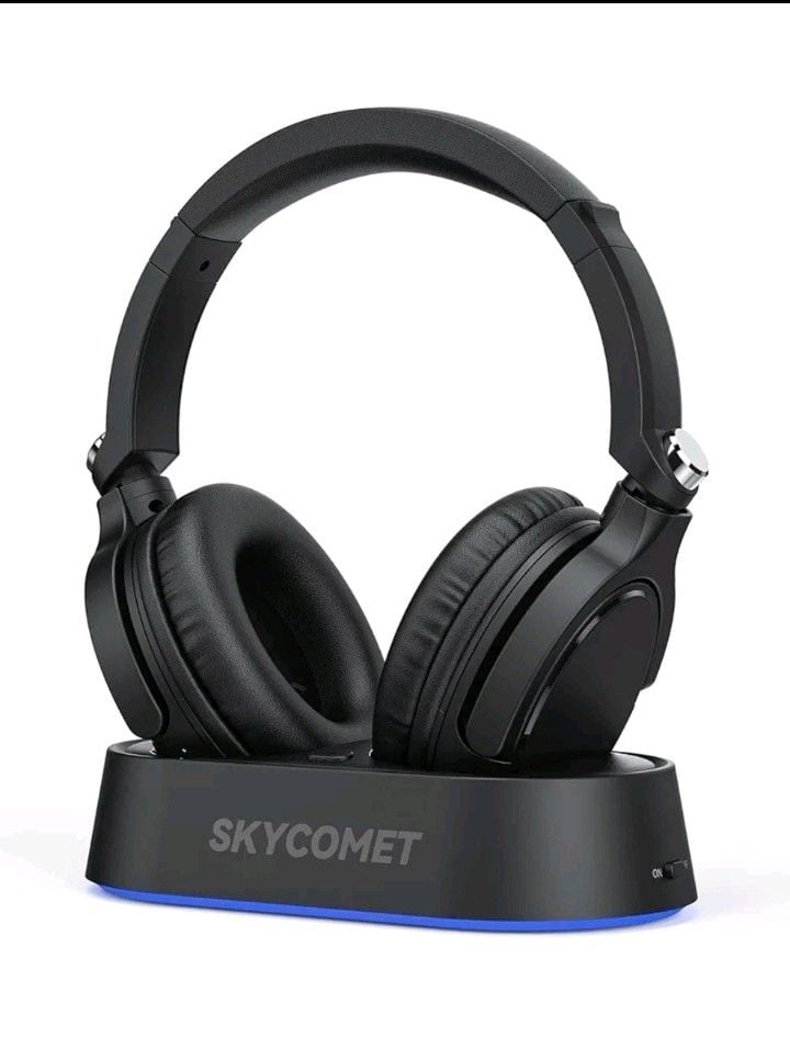 SKYCOMET Wireless Headphones for TV with Transmitter Charging Base Black 1