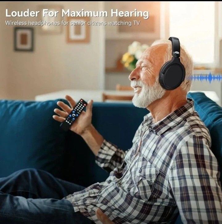 SKYCOMET Wireless Headphones for TV with Transmitter Charging Base Black 2