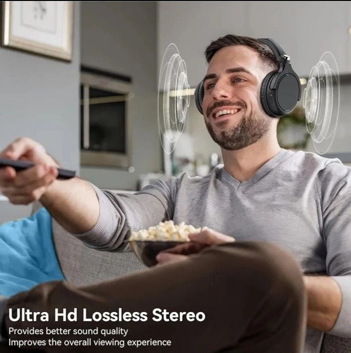 SKYCOMET Wireless Headphones for TV with Transmitter Charging Base Black 3