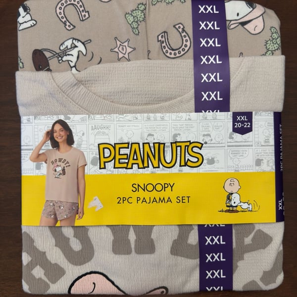 Peanuts Snoopy Pajama Set Size XXL Brown PT