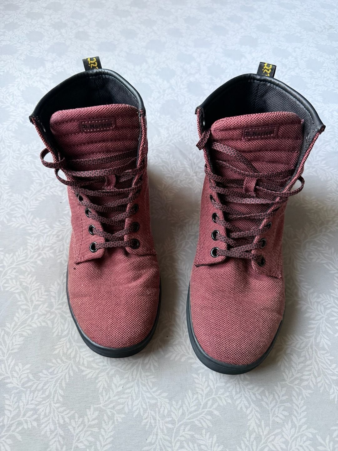 Dr. Martens Maelly Cherry Red Canvas Boots 2