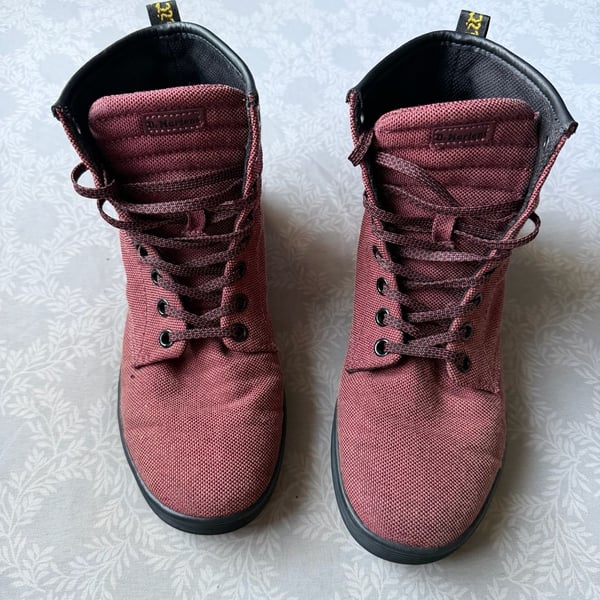 Dr. Martens Maelly Cherry Red Canvas Boots