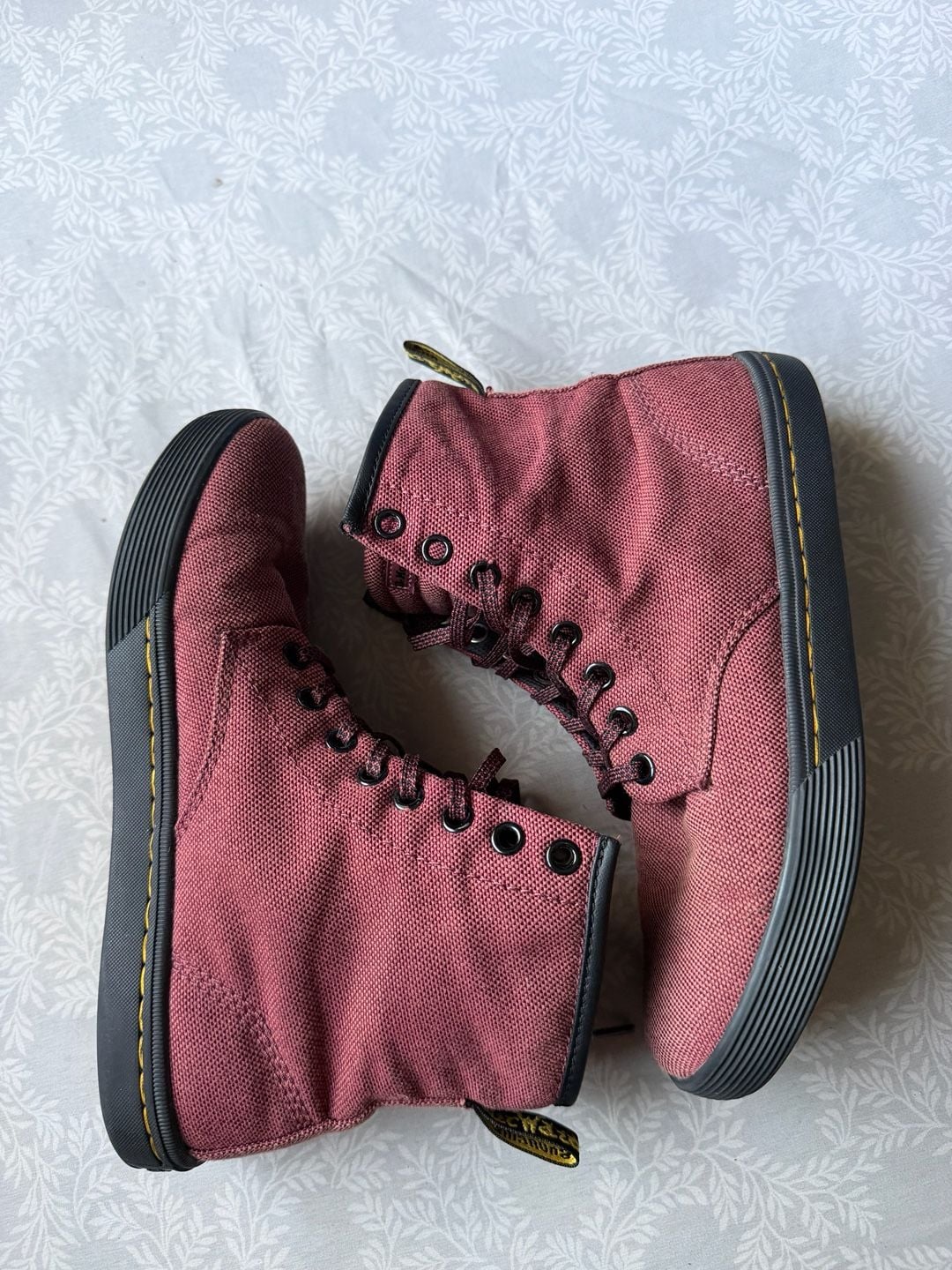 Dr. Martens Maelly Cherry Red Canvas Boots 3