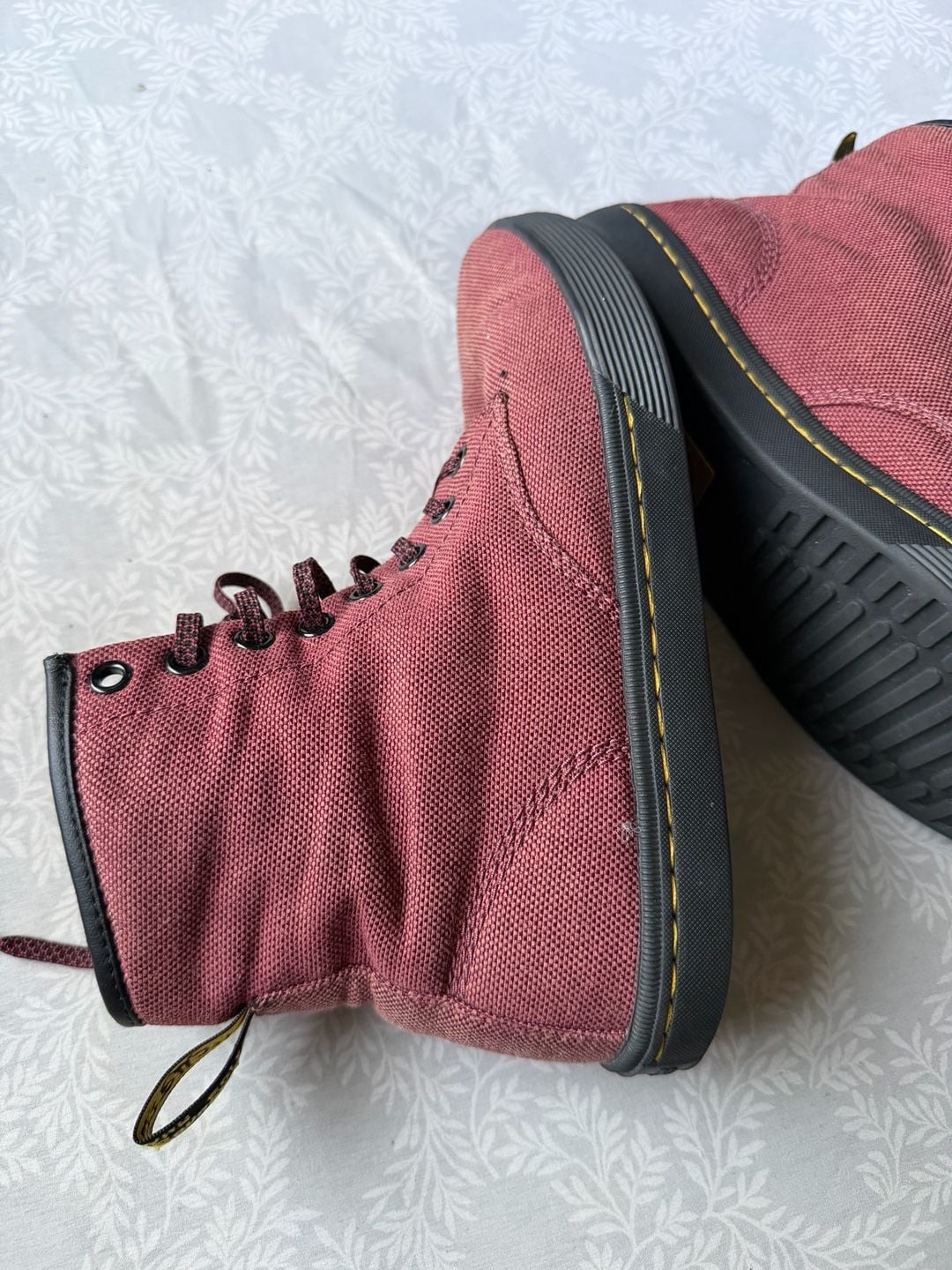 Dr. Martens Maelly Cherry Red Canvas Boots 6