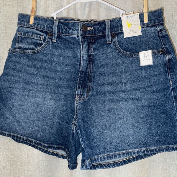 Time And Tru Denim Shorts 5 Inseam Blue High Rise