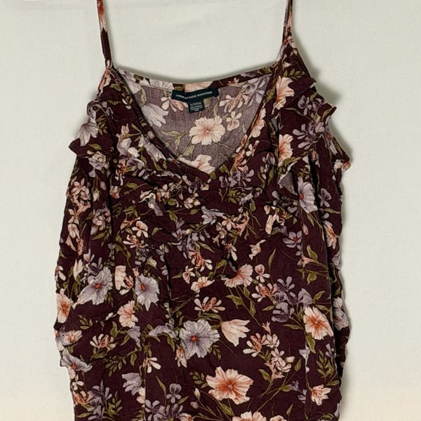 American Eagle Outfitters Tank Top Size XL Purple Floral Ruffle