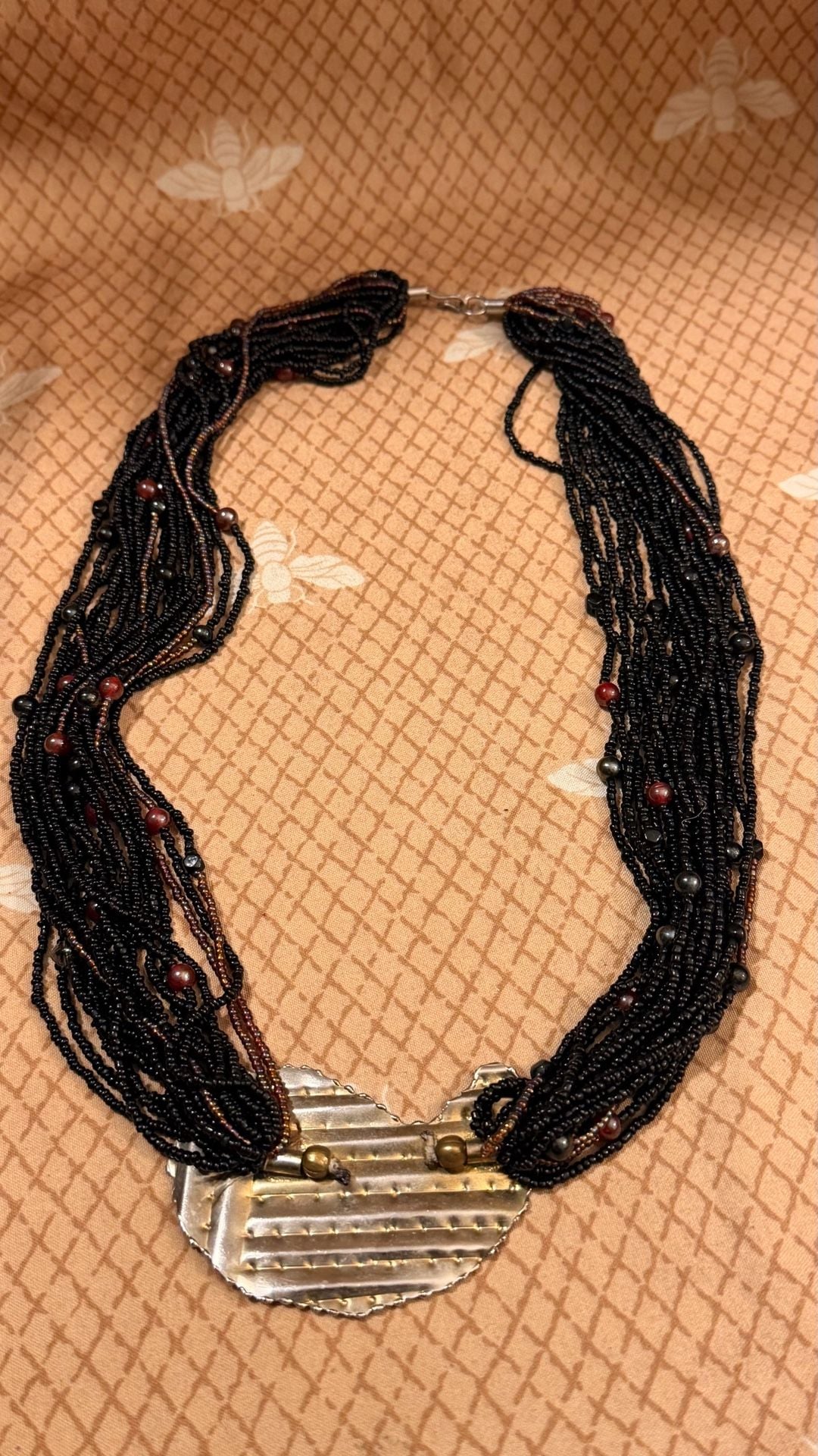 Vintage Statement Necklace Black Seed Bead 3