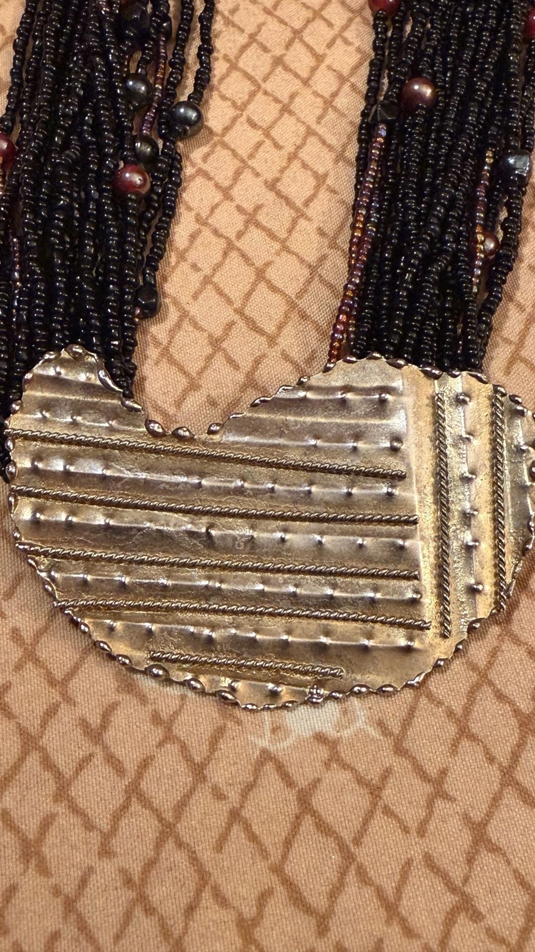 Vintage Statement Necklace Black Seed Bead 4