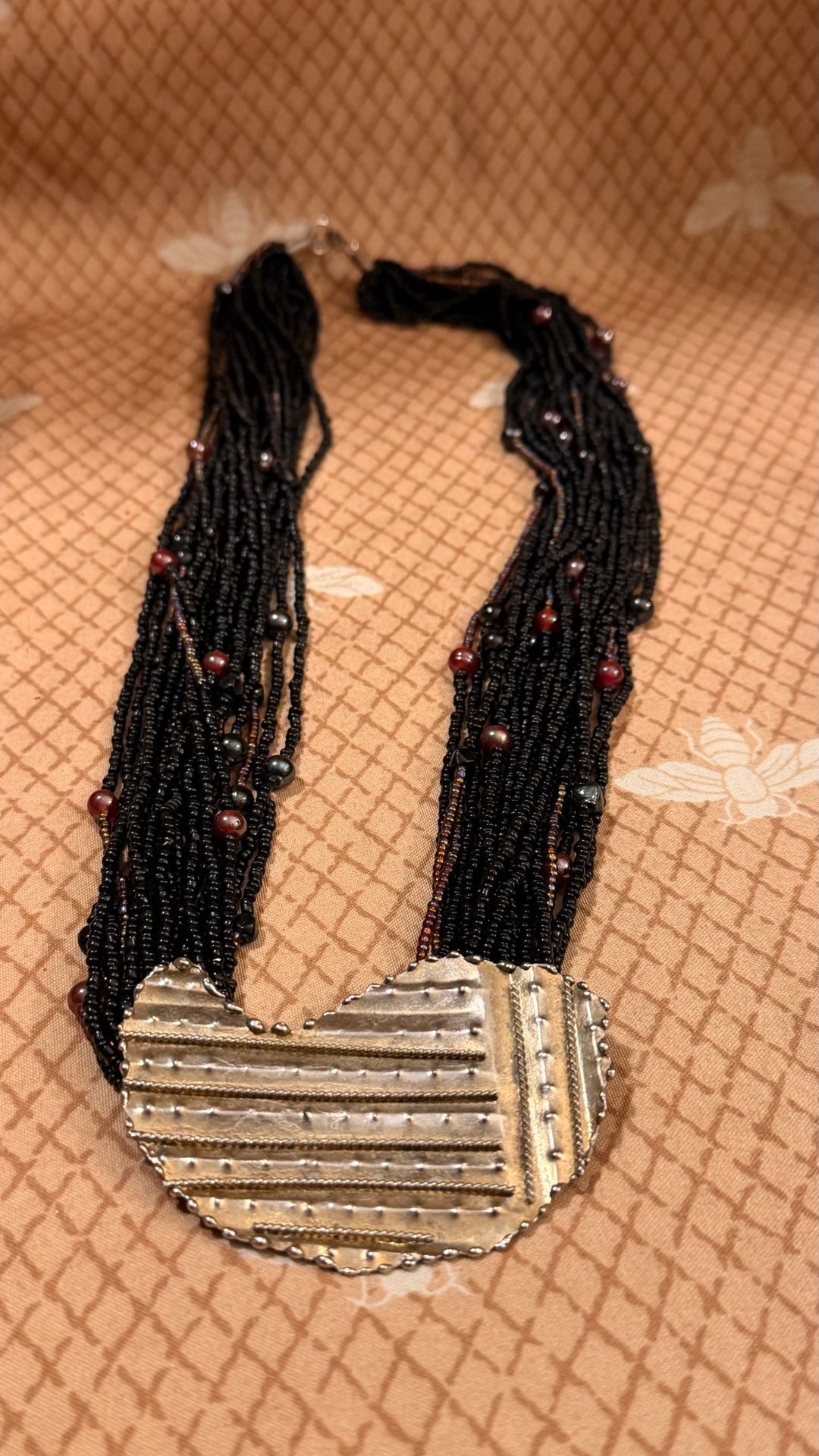 Vintage Statement Necklace Black Seed Bead 5