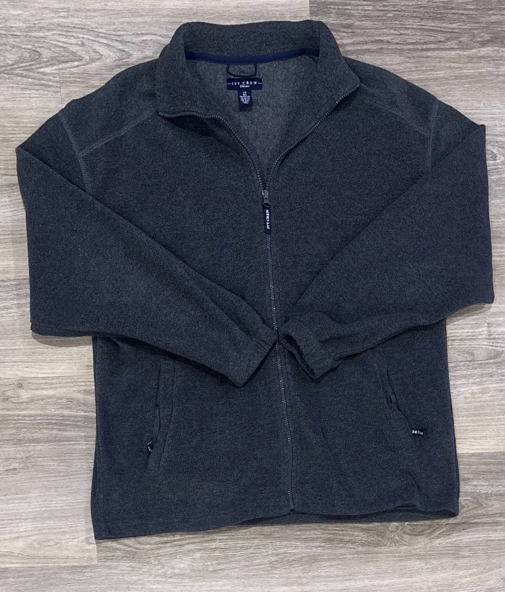 Ivy Crew Full Zip Fleece Jacket Size L Charcoal Gray Polyester 1